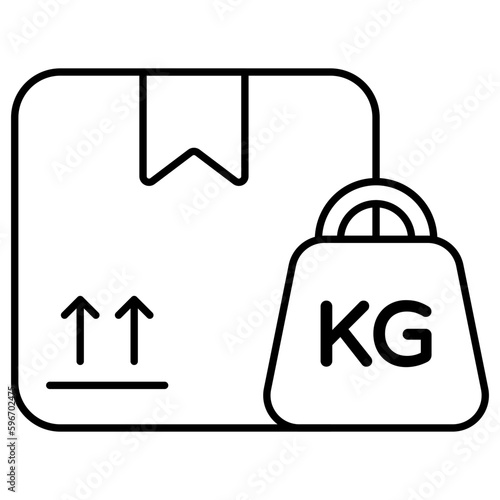 Conceptual flat design icon of parcel weighing