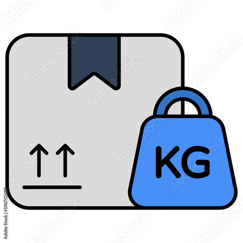 Conceptual flat design icon of parcel weighing