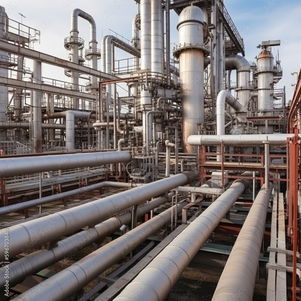 Oil and gas refinery plant or petrochemical industry. generative ai Oil and gas refinery plant or petrochemical industry. generative ai