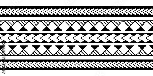 Wrap around arm polynesian tattoo design. Pattern aboriginal samoan. Vector illustration eps10.