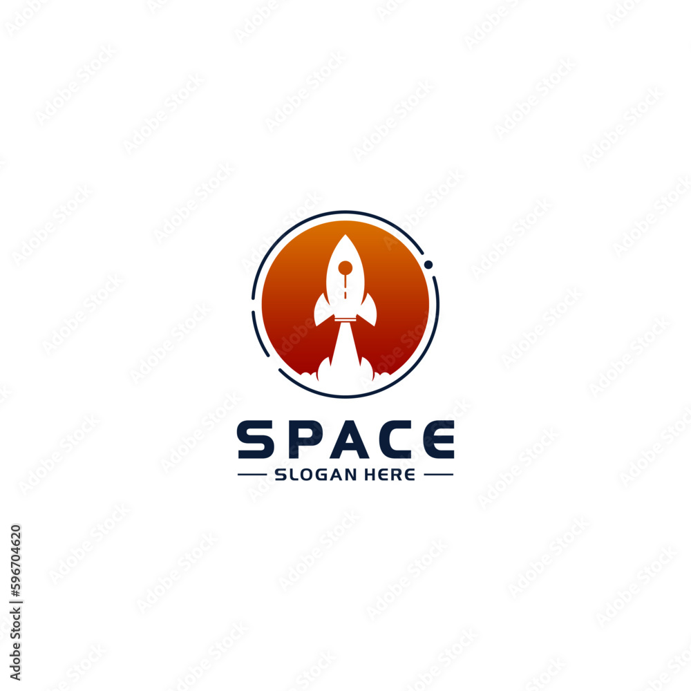 space logo with rocket in flight
