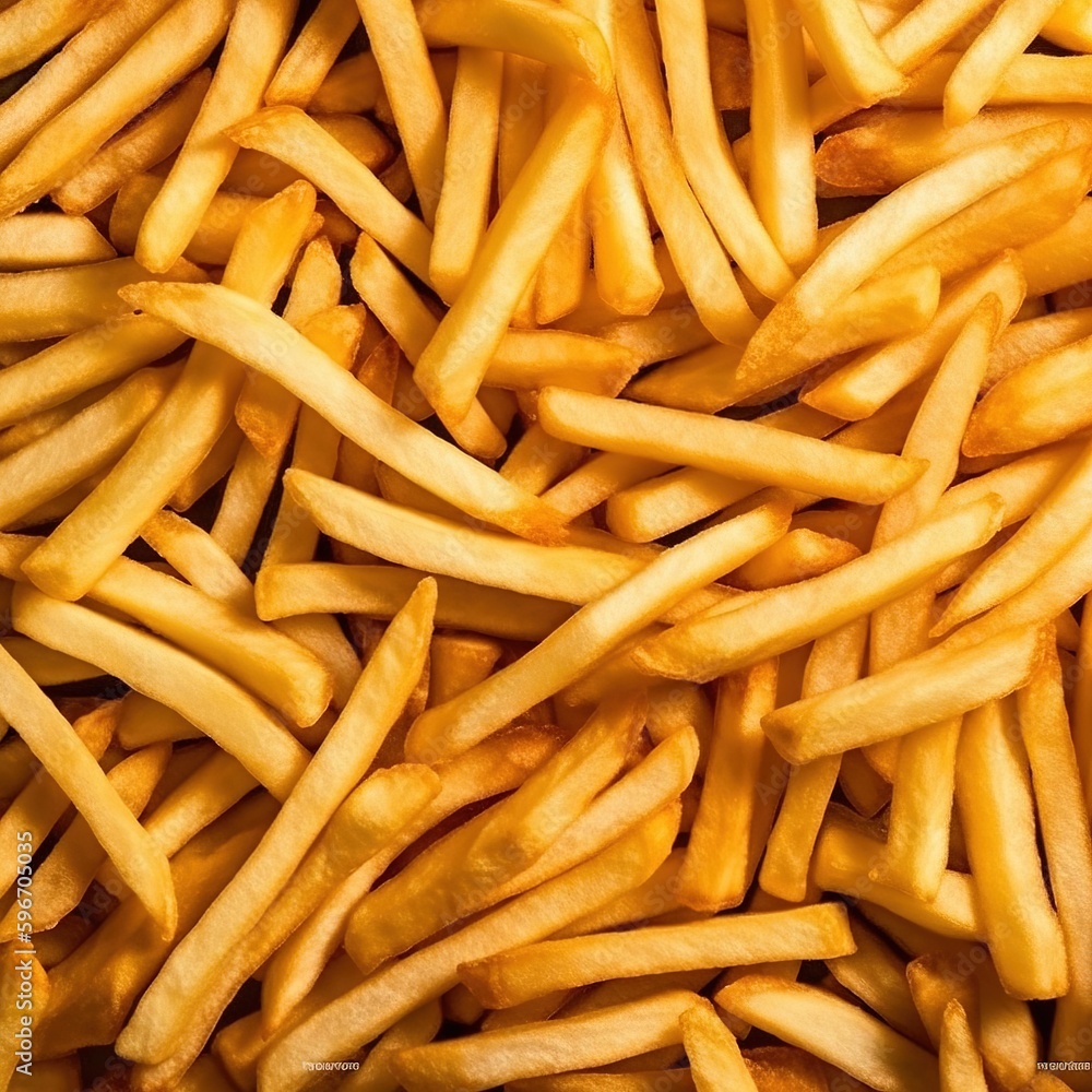 Yummy french fries as background. generative ai Yummy french fries as background. generative ai