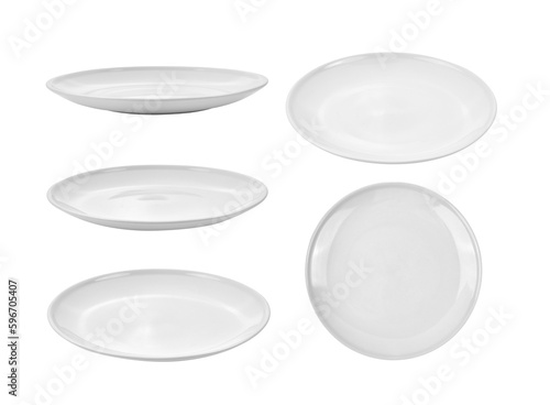 Fototapeta set of white plate isolated on transparent png