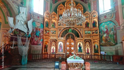 Prayer hall of Transfiguration Church, Basilian Monastery, Hoshiv, Ukraine photo