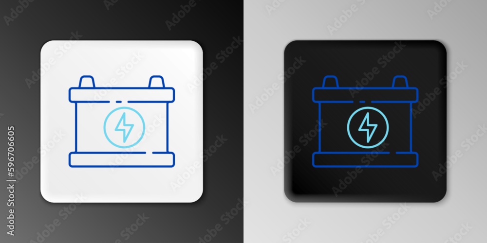 Line Car battery icon isolated on grey background. Accumulator battery energy power and electricity accumulator battery. Colorful outline concept. Vector Line Car battery icon isolated on grey background. Accumulator battery energy power and electricity accumulator battery. Colorful outline concept. Vector