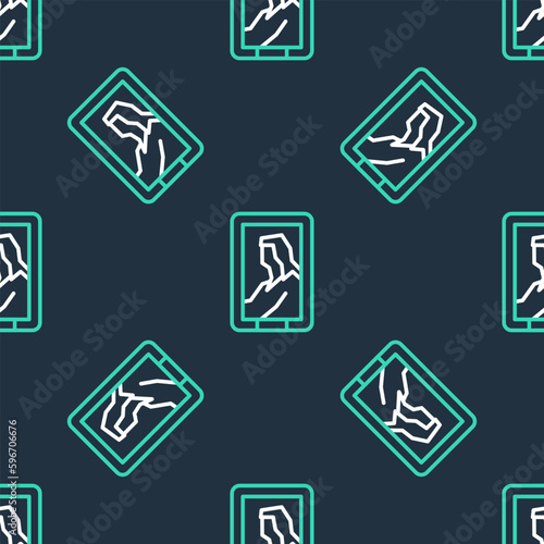 Line Portrait picture in museum icon isolated seamless pattern on black background. Vector