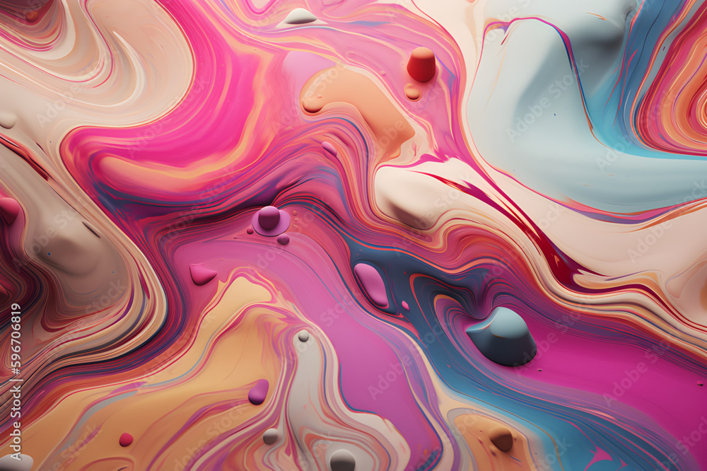 Obraz premium Generative AI illustration. Multicolor liquid illusion background