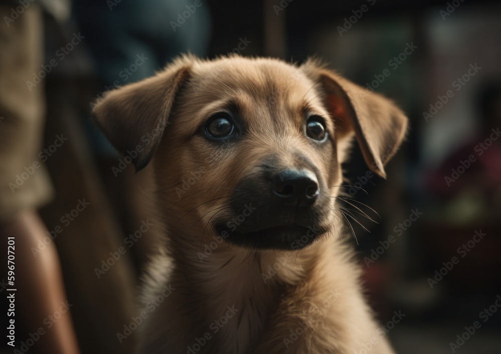Portrait of a puppy in the house. Generative AI. Portrait of a puppy in the house. Generative AI.