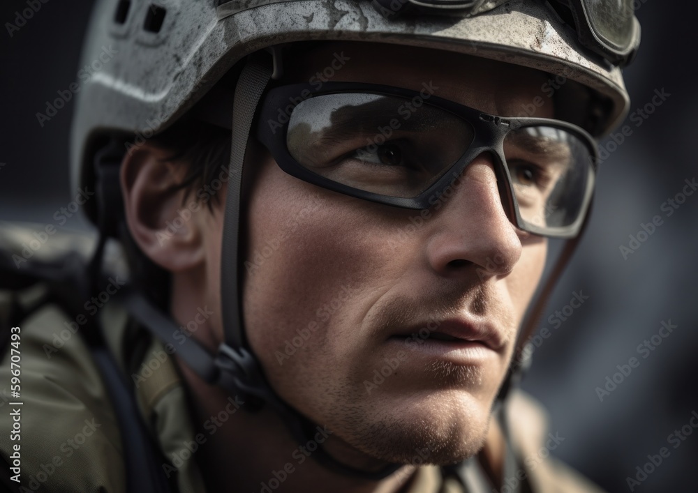 Close-up Portrait of a modern soldier Close-up Portrait of a modern soldier