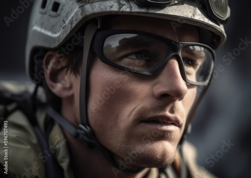 Close-up Portrait of a modern soldier  © ern
