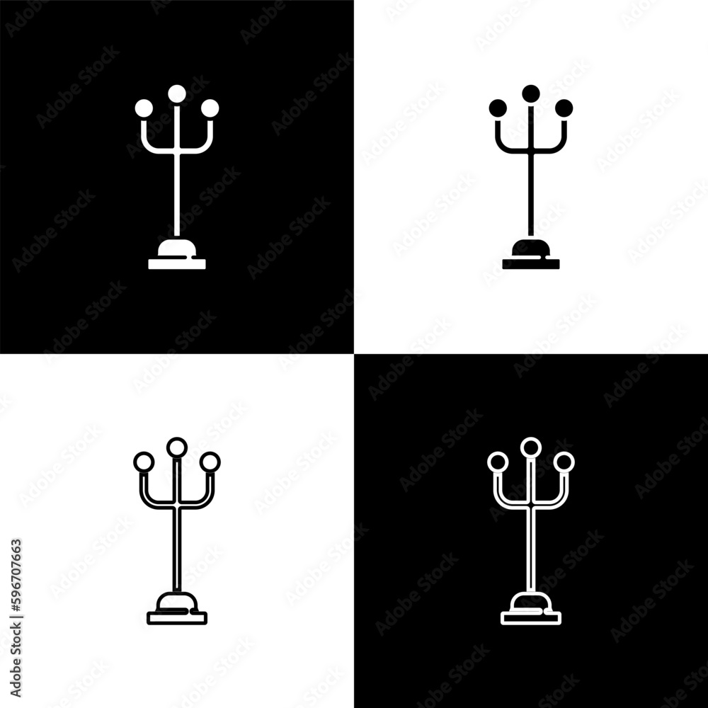 Set Coat stand icon isolated on black and white background. Vector Set Coat stand icon isolated on black and white background. Vector