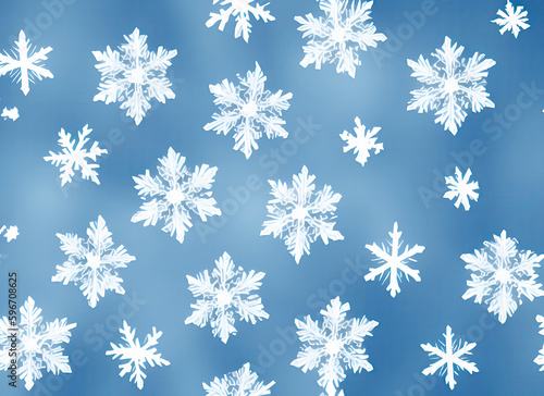 White snowflakes on a blue background