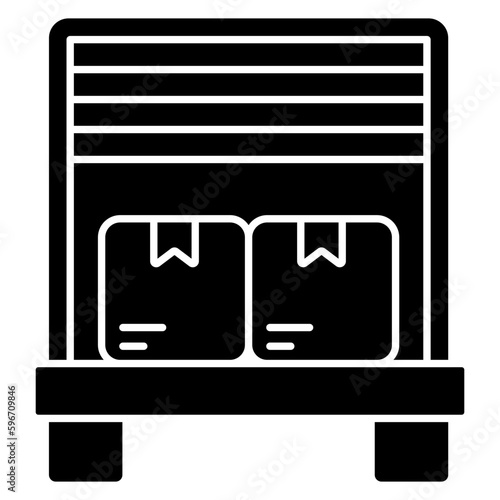 A flat design icon of warehouse