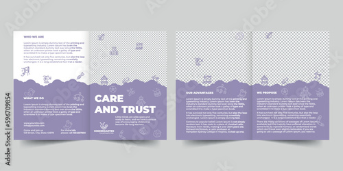 Kindergarten bifold brochure template. A clean, modern, and high-quality design bifold brochure vector design. Editable and customize template brochure