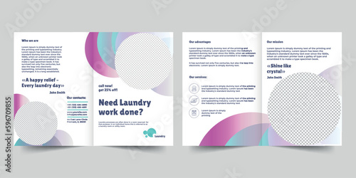 Laundry bifold brochure template. A clean, modern, and high-quality design bifold brochure vector design. Editable and customize template brochure