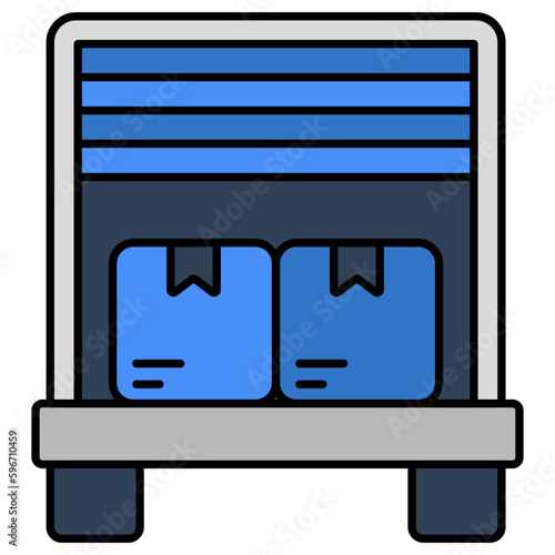 A flat design icon of warehouse