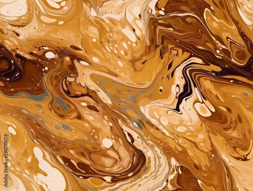 Coffee / Chocolate Dripping. Liquid abstract marble painting. Seamless pattern, for printing on fabric, interior design. Generative AI