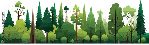 Fotografia Forest wood vector simple illustration wide