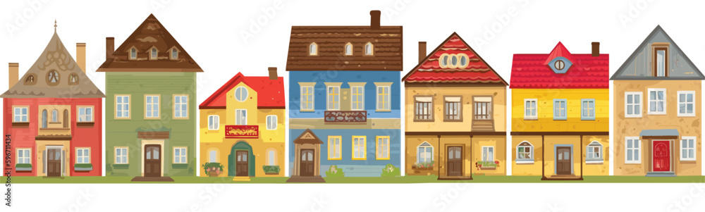 Street with buildings vector wide