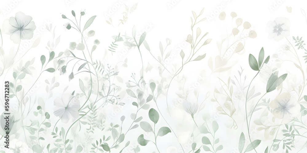Delicate watercolor botanical digital paper floral background in