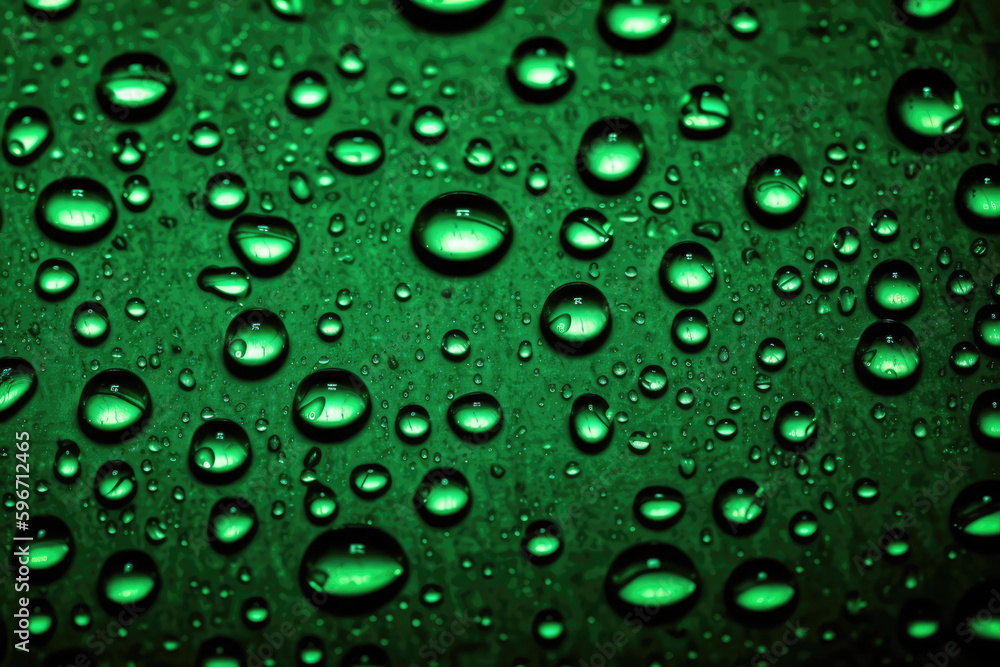 Abstract Green Water Droplet Background. Generative AI