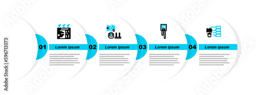 Set line Flower analysis, Temperature and humidity sensor, Smart farming technology and icon. Vector