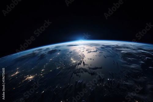 View of the earth from space throw the Spaceship. Generated Ai
