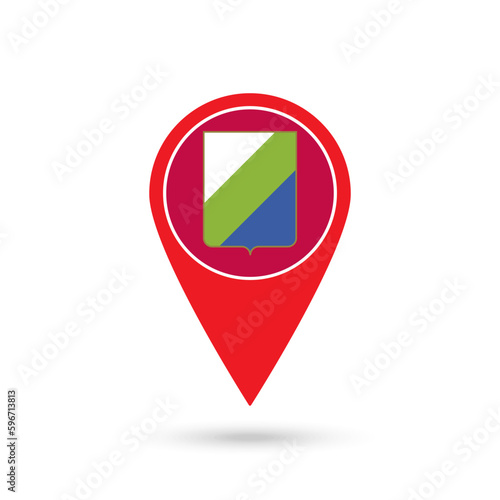 Free Download Map pointer with Abruzzo Flag. Region of Italy. Vector illustration. - GFXLoad