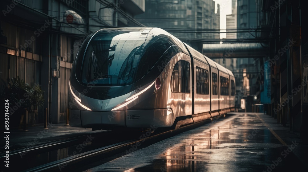 Fototapeta premium Modern Futuristic Train Generative AI
