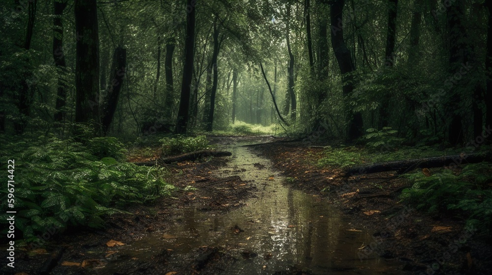 Obraz premium Eine Bache durch den Wald 