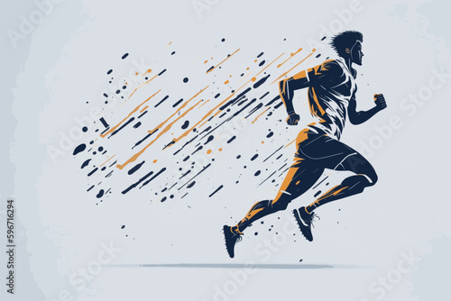 Running Man. Sports background with a running man. Abstract sports background. Vector illustration.