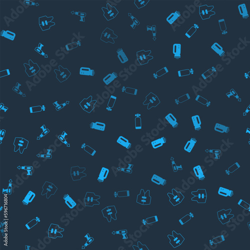 Set Life jacket, Flashlight for diver, Aqualung and Fishing harpoon on seamless pattern. Vector
