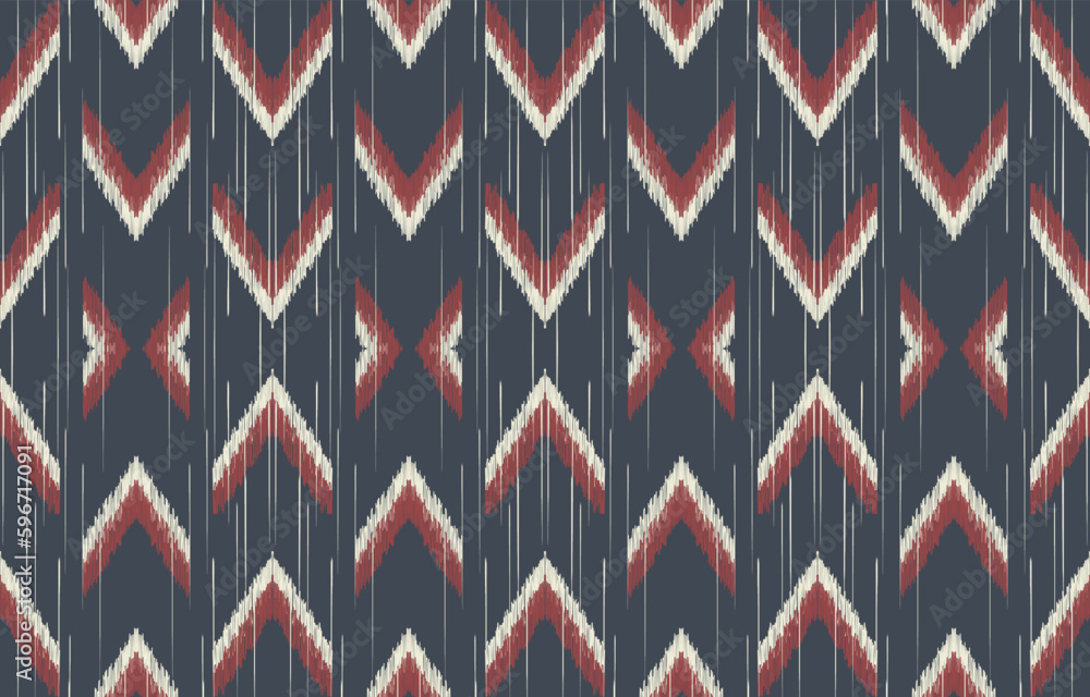 Fototapeta premium Ethnic abstract ikat art. Fabric Morocco, geometric ethnic pattern seamless color oriental. Background, Design for fabric, curtain, carpet, wallpaper, clothing, wrapping, Batik, vector illustration