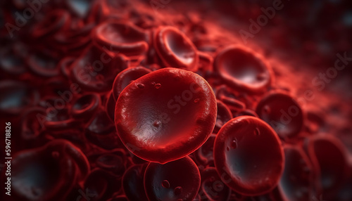 red blood cells circulating in the blood vessels, generative ai