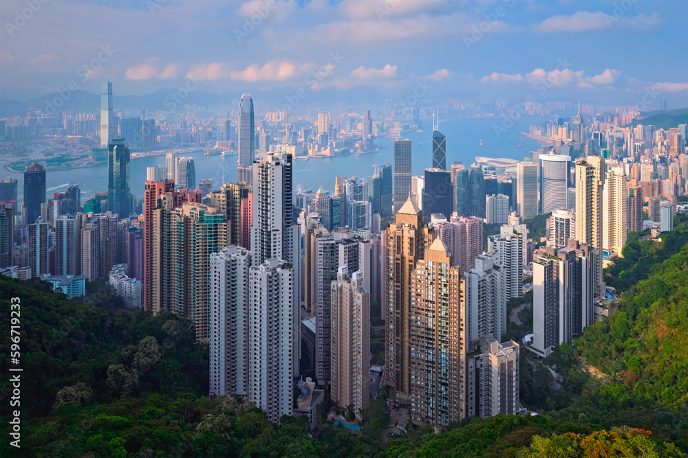 Hong Kong skyscrapers skyline cityscape view
