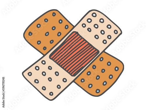 medical adhesive bandage wound treatment. doodle
