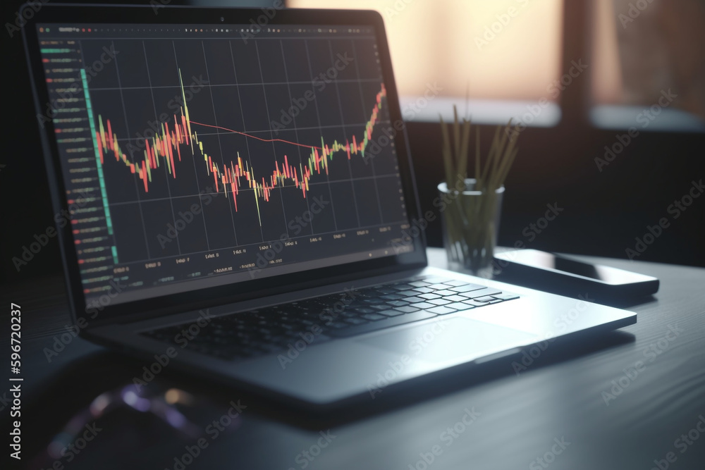 Stock Market Trading with Laptop and Financial Charts, Generative AI
Stock Market Trading with Laptop and Financial Charts, Generative AI