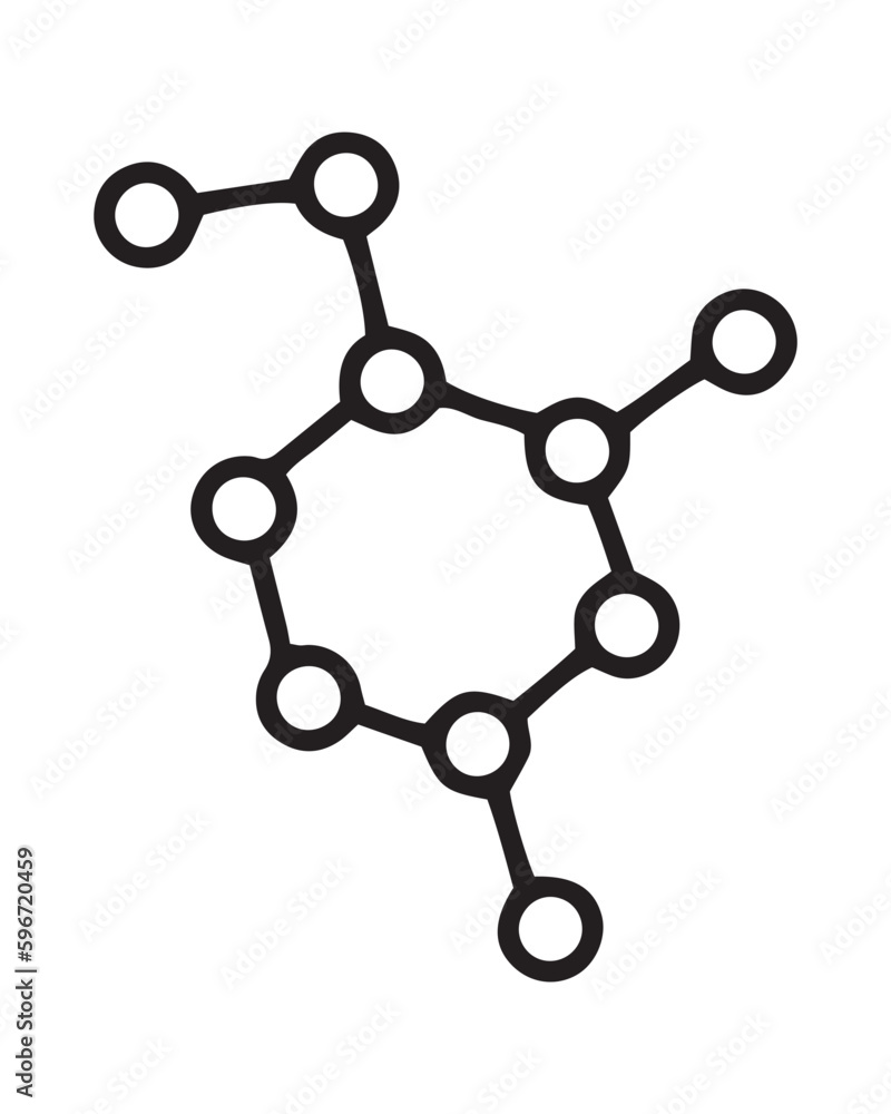 Chemistry molecular formula and compound linear vector icon in doodle style, hand drawn
