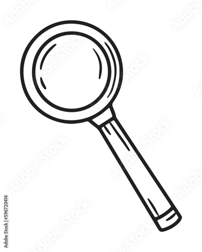 Magnifying glass loupe, vector doodle style linear icon