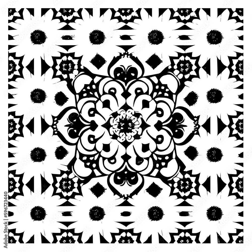 Floral Mandala Pattern Vector Black and White Design Floral Mandala Pattern Vector Black and White Design