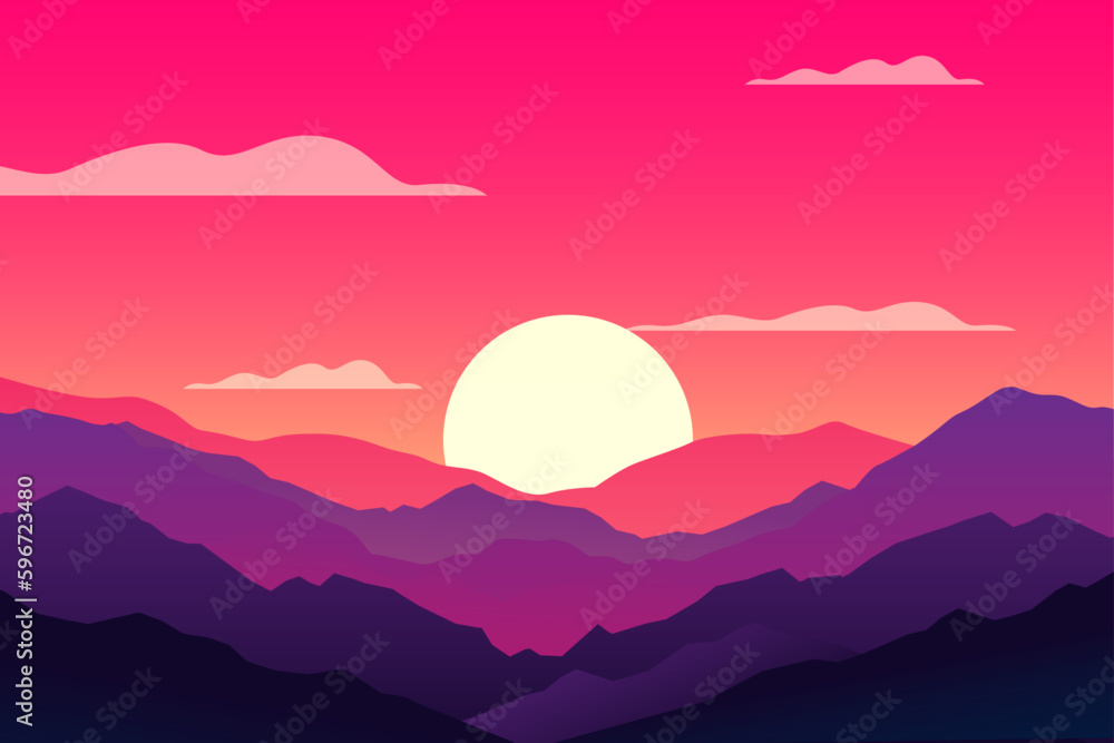 mountains and sun landscape. Natural background 