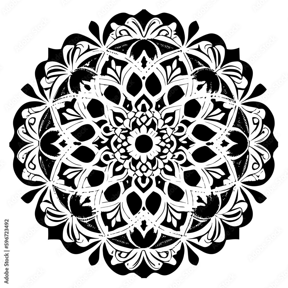 Floral Mandala Pattern Vector Black and White Design Floral Mandala Pattern Vector Black and White Design