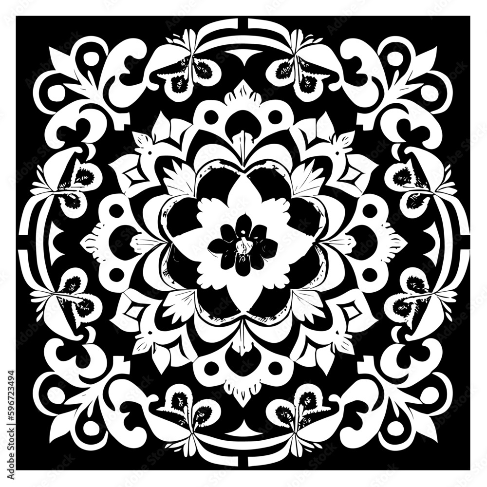 Floral Mandala Pattern Vector Black and White Design Floral Mandala Pattern Vector Black and White Design