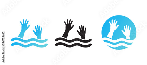 Drowning victim icon, vector illustration