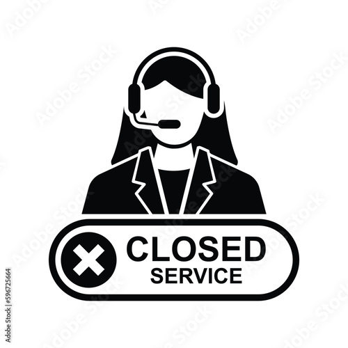 Call center closed service icon. Support service close concept isolated on background vector illustration.