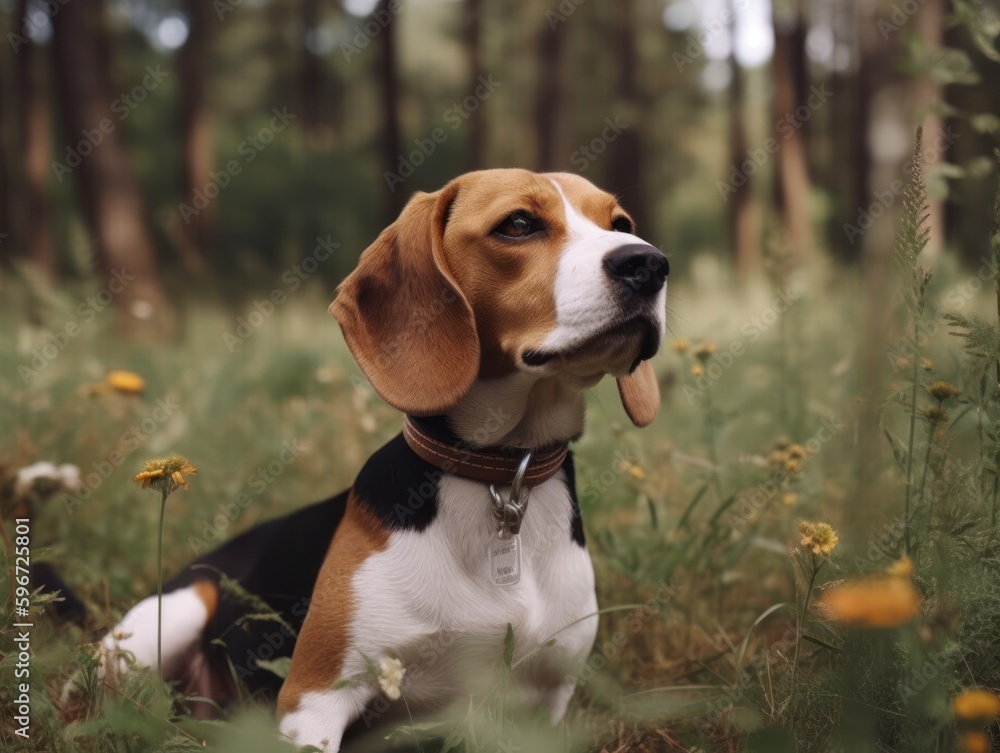 Portrait of nice beagle dog. Generative AI Portrait of nice beagle dog. Generative AI