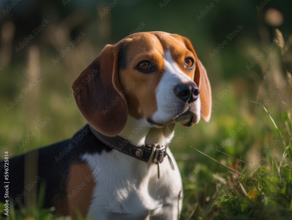 Portrait of nice beagle dog. Generative AI Portrait of nice beagle dog. Generative AI