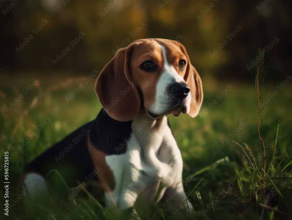 Portrait of nice beagle dog. Generative AI 