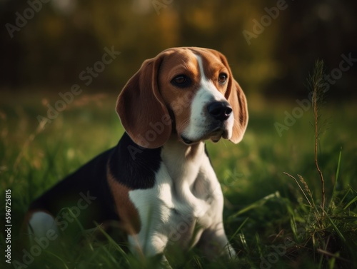 Portrait of nice beagle dog. Generative AI 