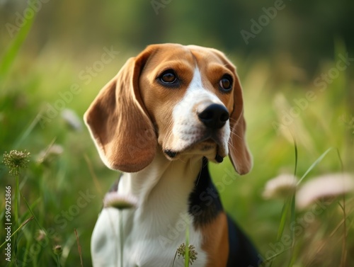 Portrait of nice beagle dog. Generative AI 